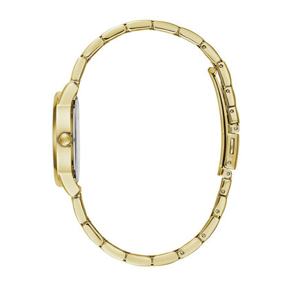 Caravelle Ladies' Dress Gold-Tone Stainless Steel Watch with Silver Dial front view
