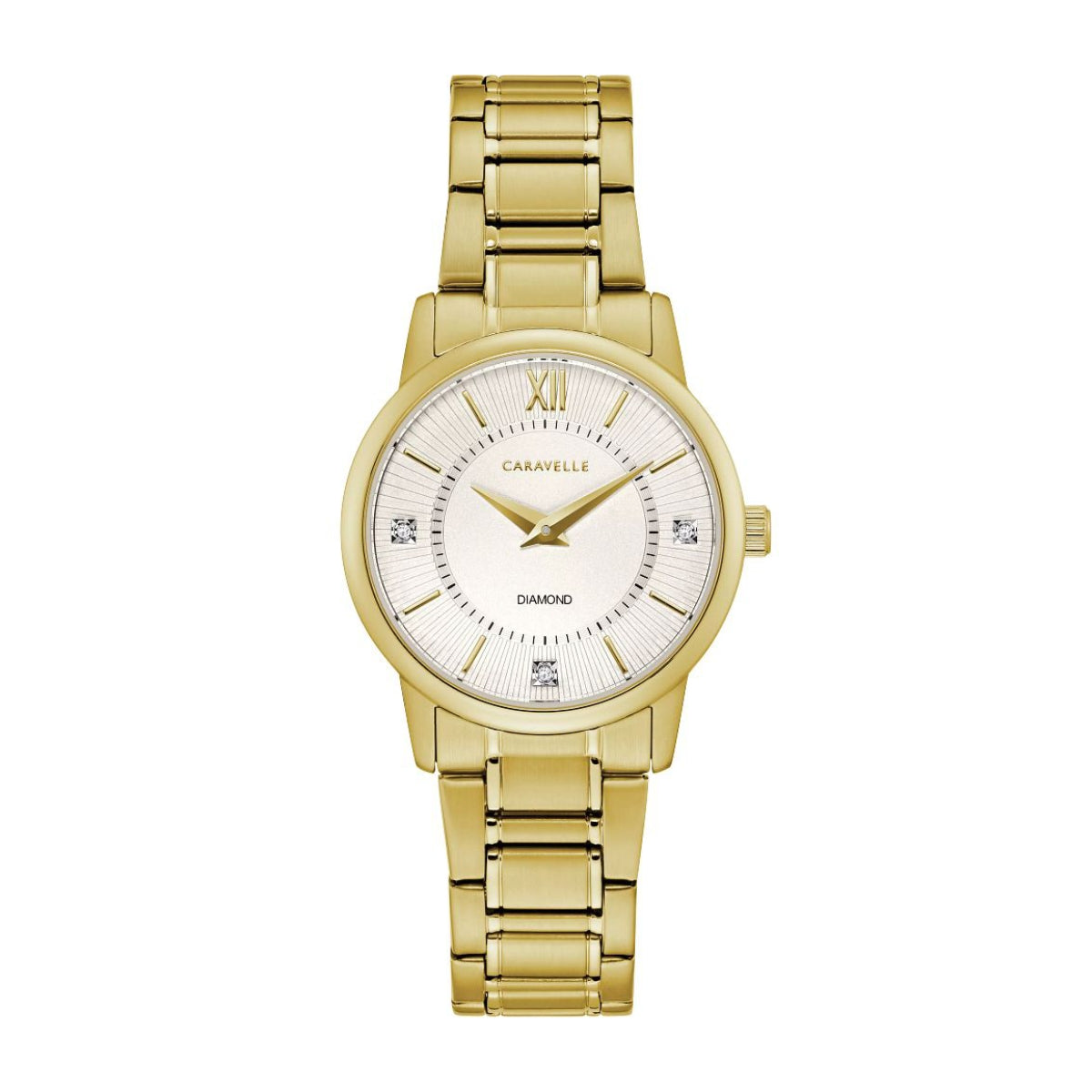 Caravelle Ladies' Dress Gold-Tone Stainless Steel Watch with Silver Dial