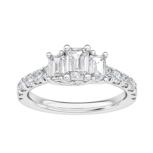 Adamante 1-1/2 ct. tw. 3-Stone Emerald Cut Lab-Grown Diamond ring in 14K White Gold