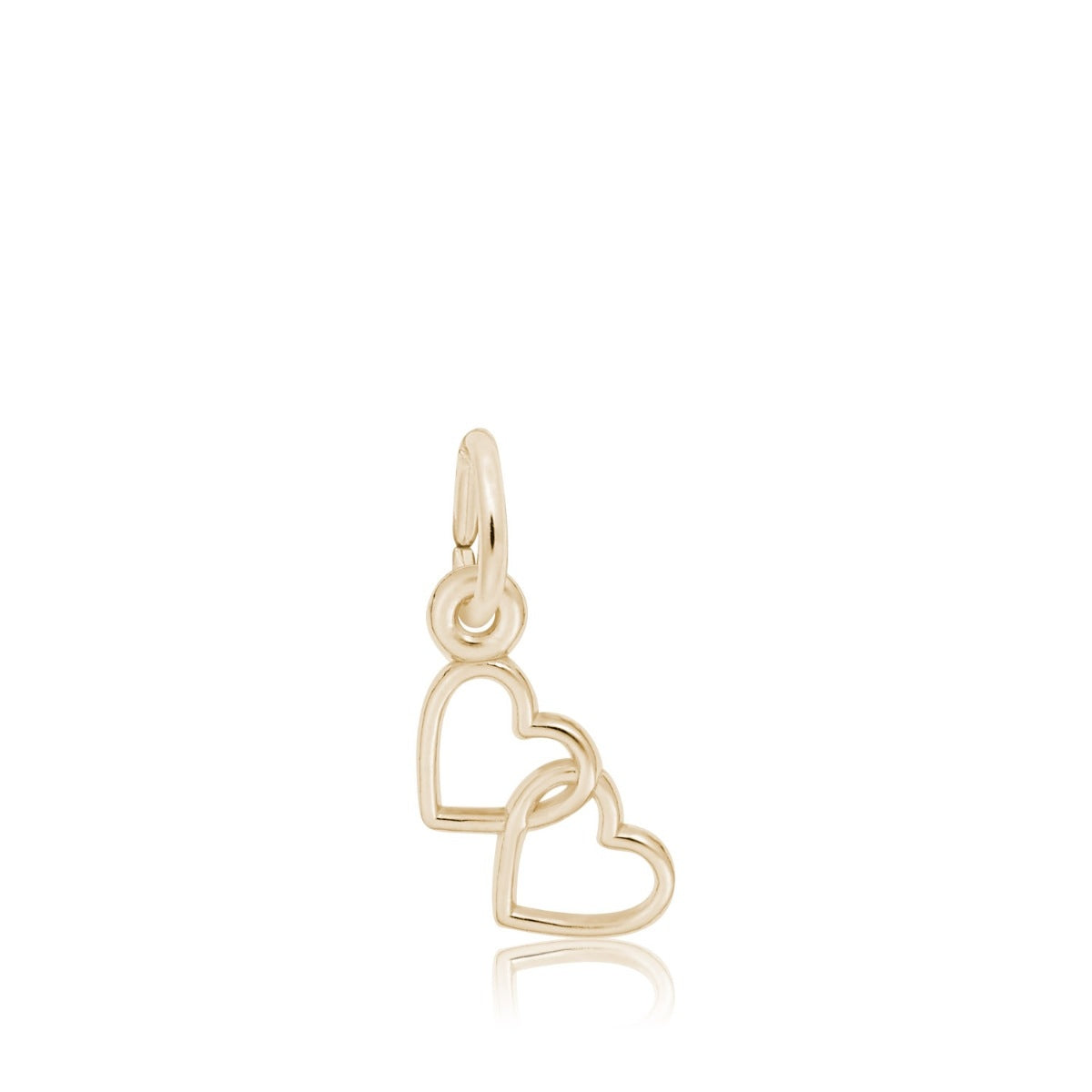 Two Open Linked Hearts Charm in 14K Yellow Gold