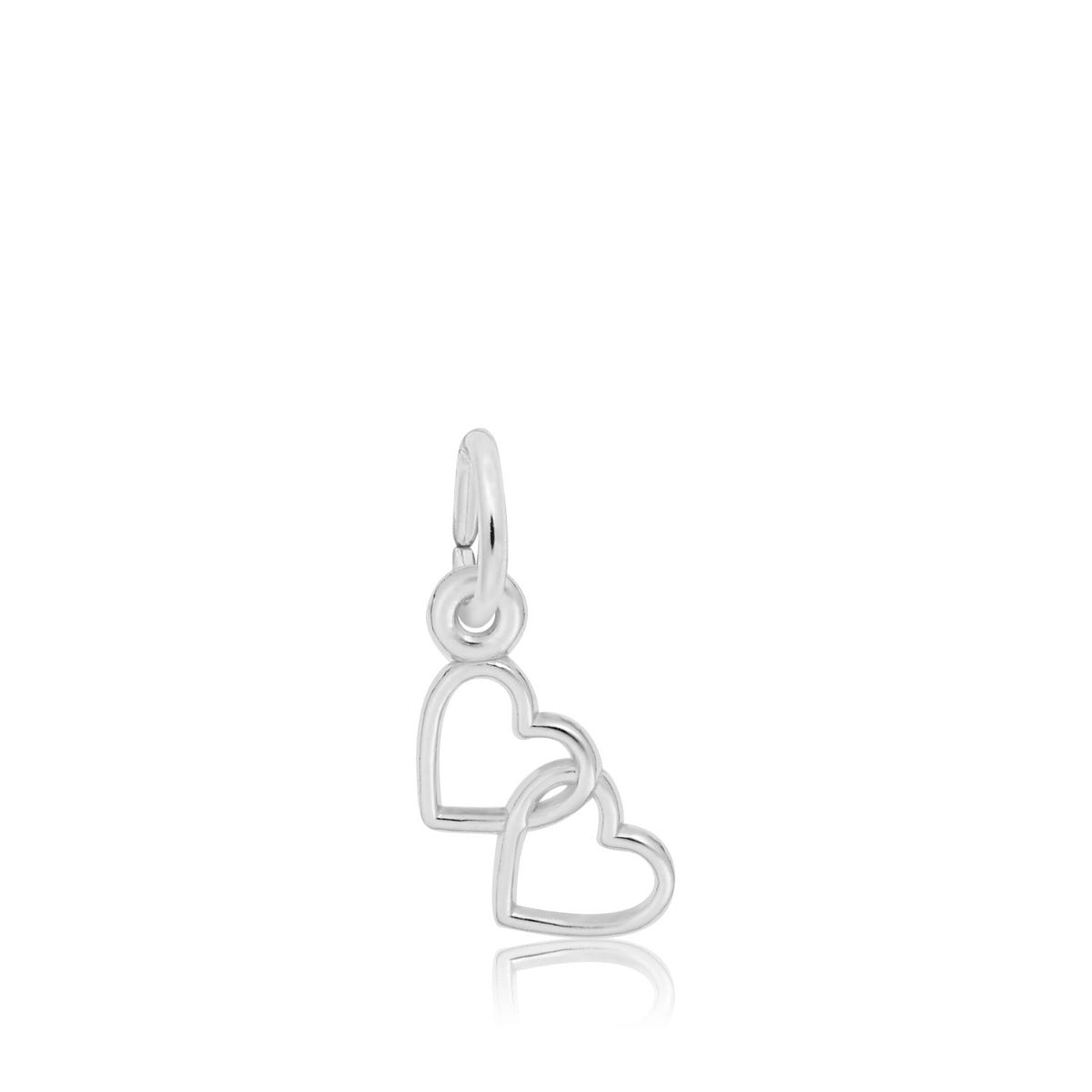 Two Open Linked Hearts Charm in Sterling Silver
