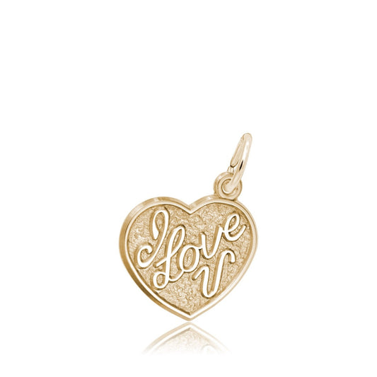 I Love You Heart Charm in 14K Yellow Gold