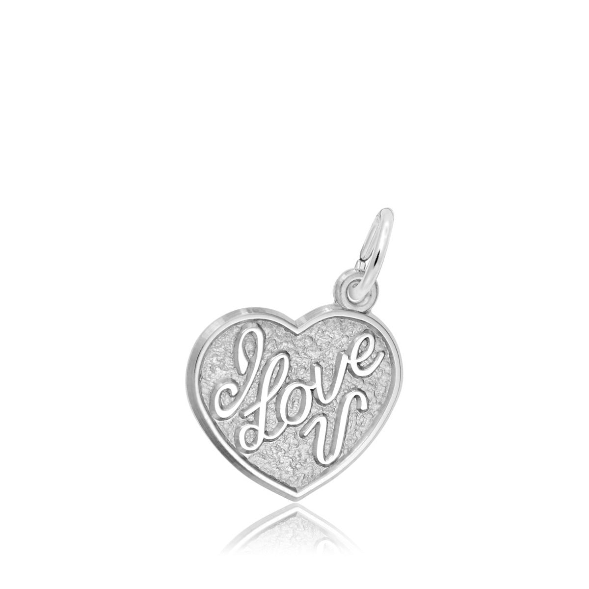 I Love You Heart Charm in Sterling Silver