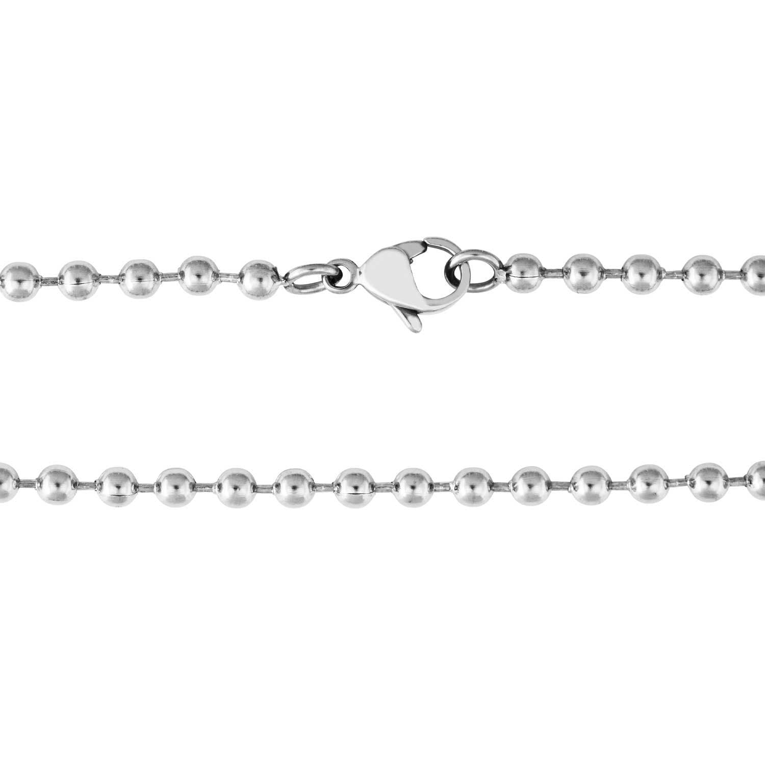Mens Stainless Steel W/ Black Cross Pendant front view