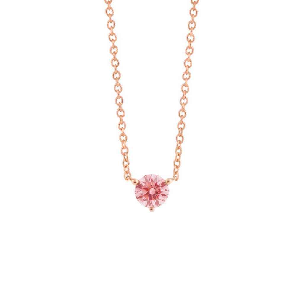 Lightbox Lab-Grown Diamond 1/2ct. Round Pink Solitaire Pendant in 10KT Rose Gold