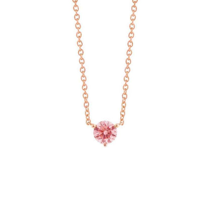 Lightbox Lab-Grown Diamond 1/2ct. Round Pink Solitaire Pendant in 10KT Rose Gold