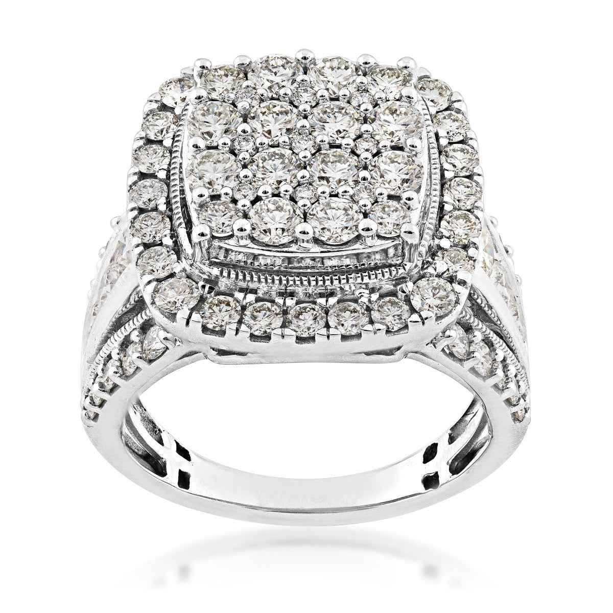 Fairytale Diamonds 3 ct. tw. Diamond Cushion-Shaped Cluster Halo Ring in 14K White Gold