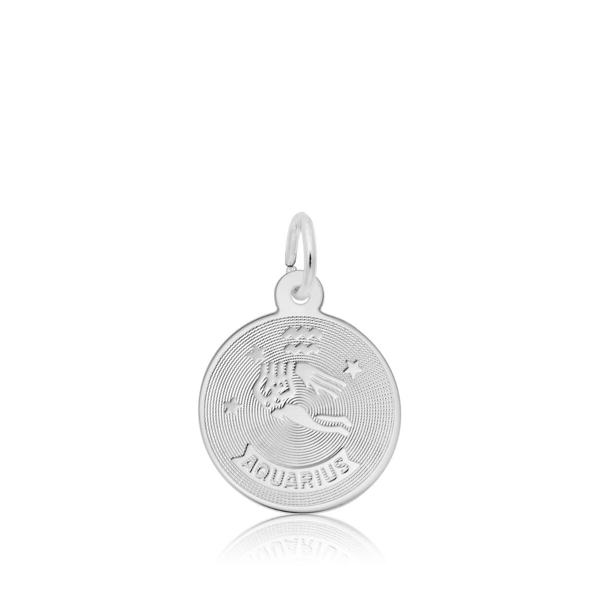Aquarius Disc Charm in Sterling Silver
