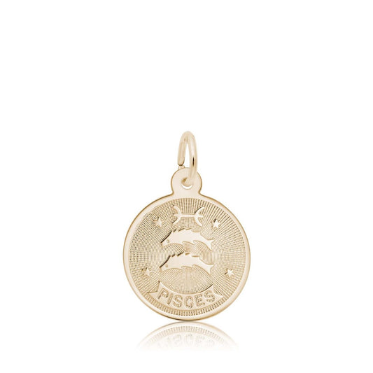 Pisces Disc Charm in 14K Yellow Gold