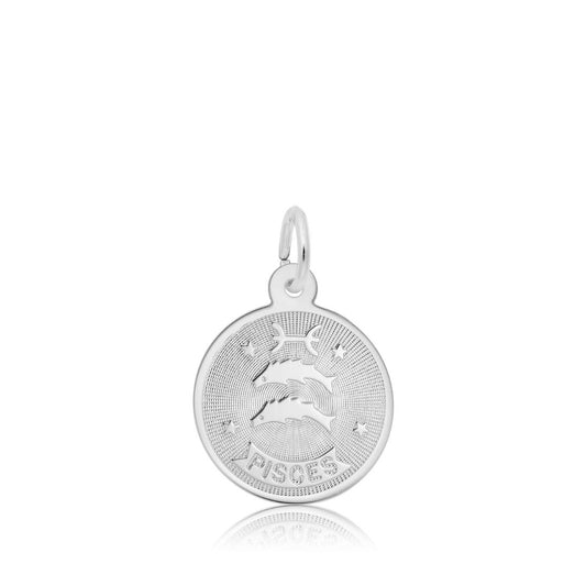 Pisces Disc Charm in Sterling Silver