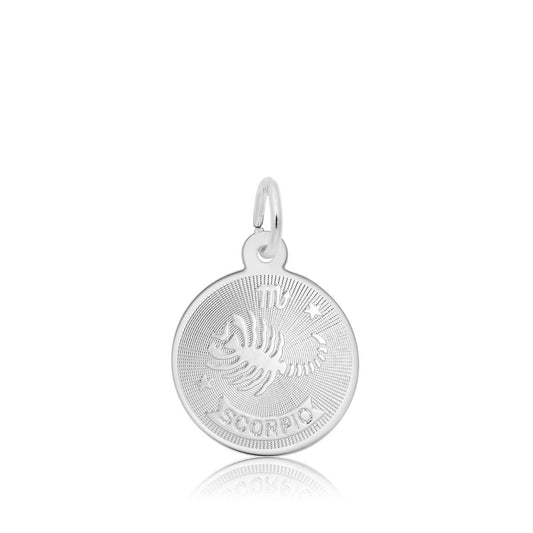 Scorpio Disc Charm in Sterling Silver
