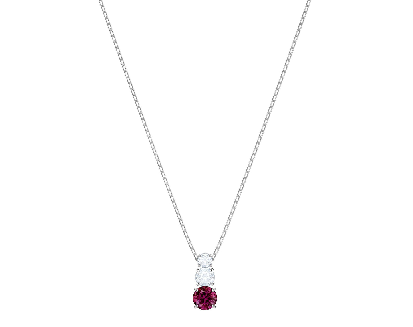 Swarovski Attract Trilogy Collection Red and White Crystal Pendant in Rhodium Plating