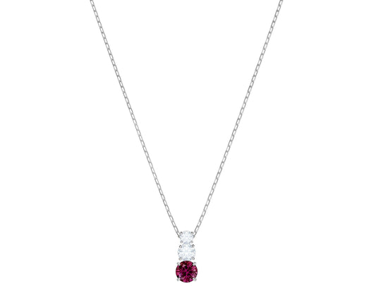 Swarovski Attract Trilogy Collection Red and White Crystal Pendant in Rhodium Plating
