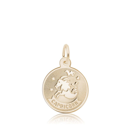 Capricorn Disc Charm in 14K Yellow Gold