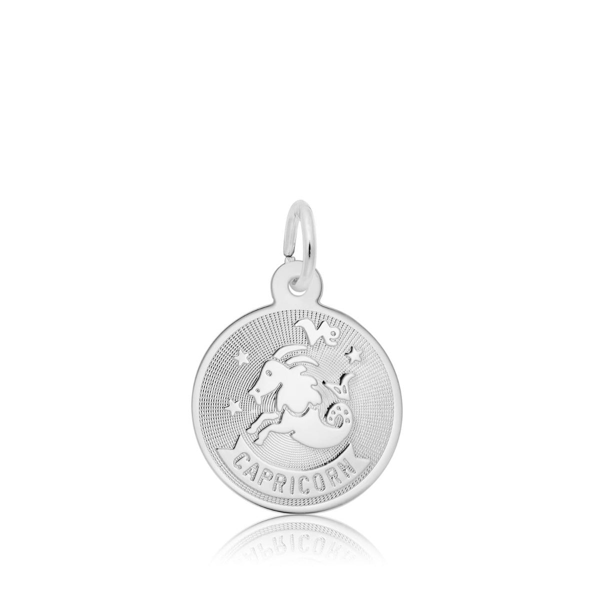 Capricorn Disc Charm in Sterling Silver