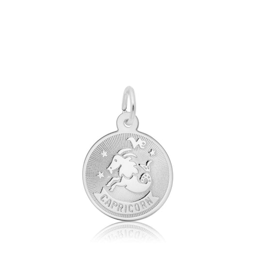 Capricorn Disc Charm in Sterling Silver
