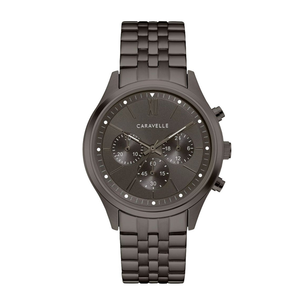 Caravelle Men's Dress Gunmetal Stainless Steel Watch with Gray Dial