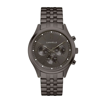 Caravelle Men's Dress Gunmetal Stainless Steel Watch with Gray Dial