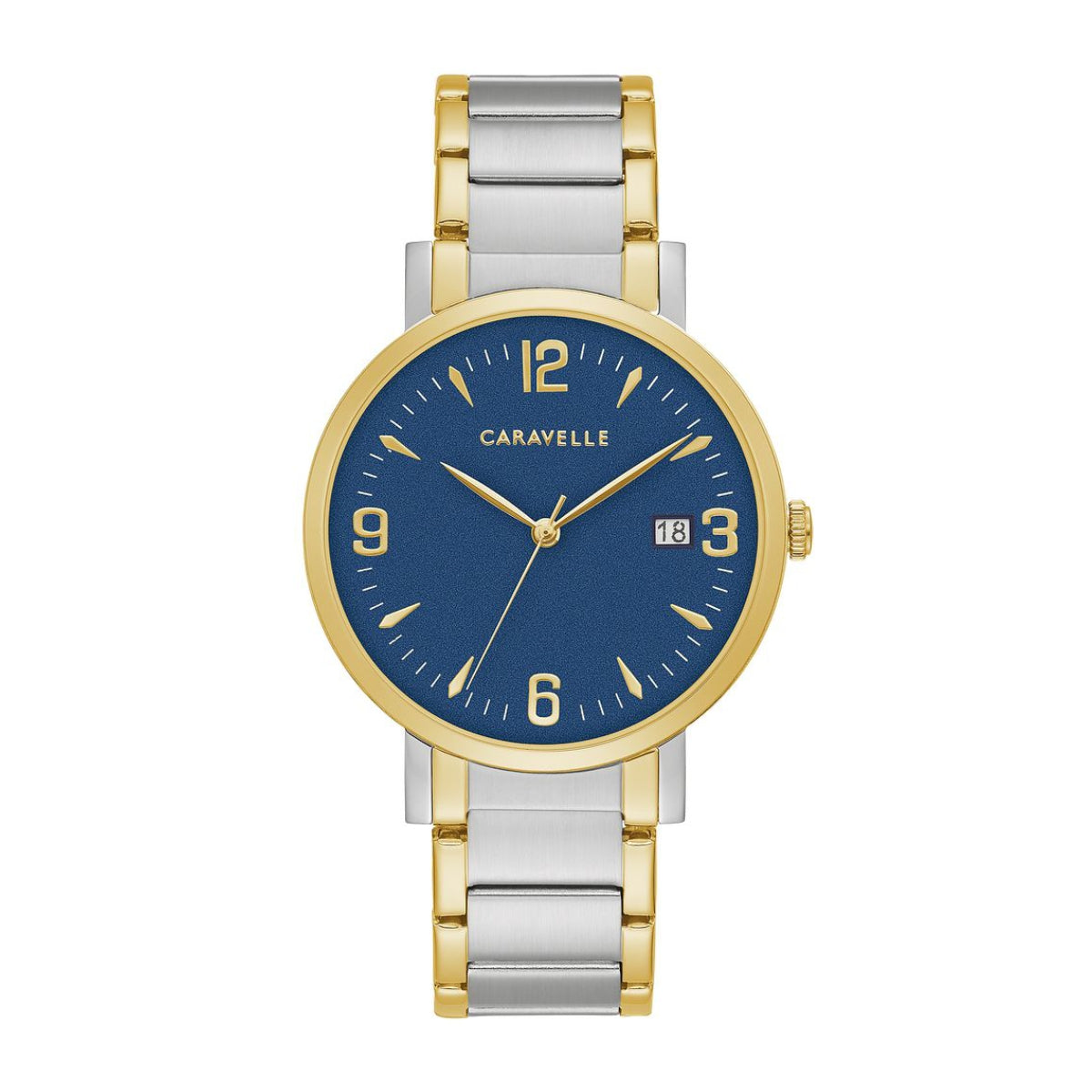 Caravelle Men's Dress Two-Tone Stainless Steel Watch with Blue Dial