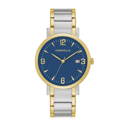 Caravelle Men's Dress Two-Tone Stainless Steel Watch with Blue Dial