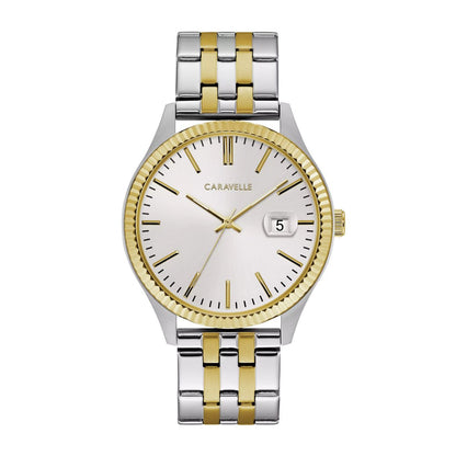 Caravelle Men's Dress Two-Tone Stainless Steel Watch with Silver Dial