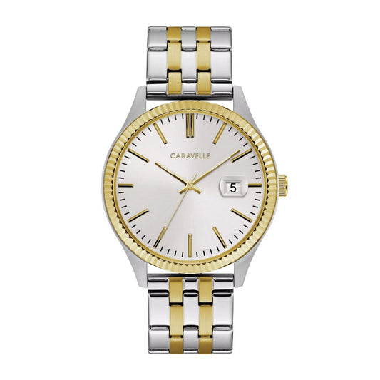 Caravelle Men's Dress Two-Tone Stainless Steel Watch with Silver Dial