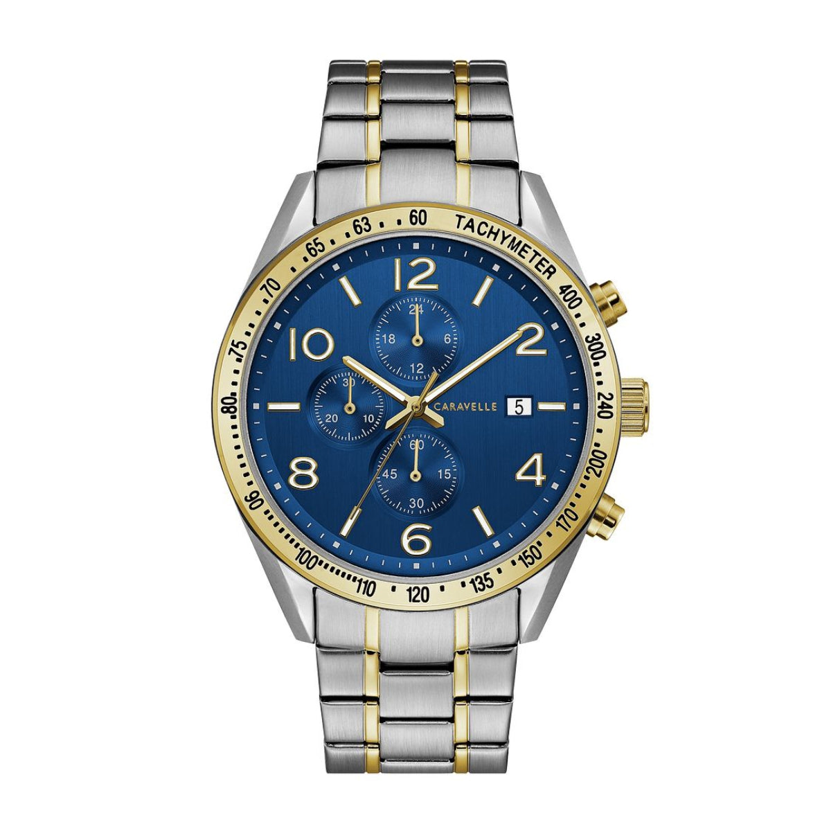 Caravelle Men's Sport Two-Tone Stainless Steel Watch with Blue Dial