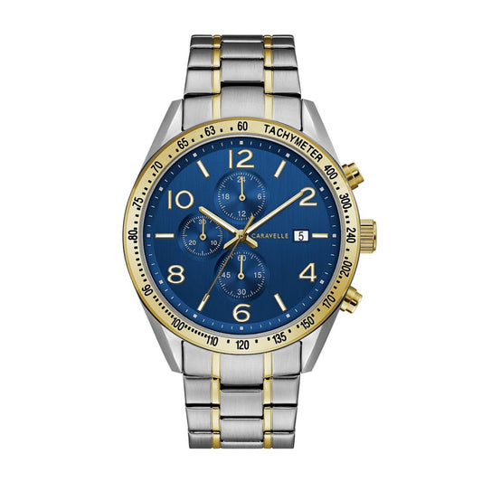 Caravelle Men's Sport Two-Tone Stainless Steel Watch with Blue Dial