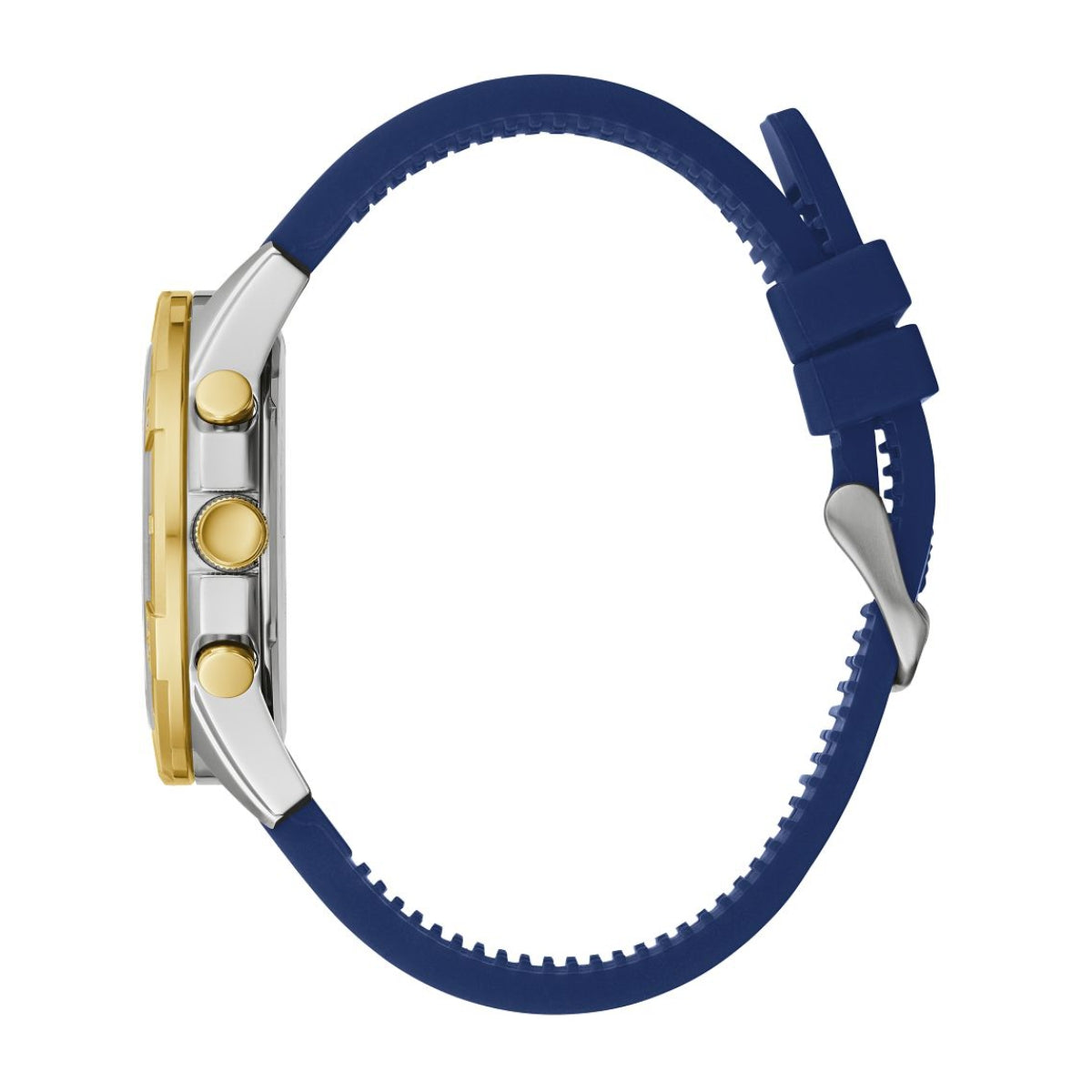 Caravelle Men's Aqualuxx Two-Tone Stainless Steel Watch with Blue Dial & Blue Silicone Strap front view
