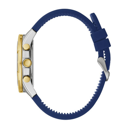 Caravelle Men's Aqualuxx Two-Tone Stainless Steel Watch with Blue Dial & Blue Silicone Strap front view