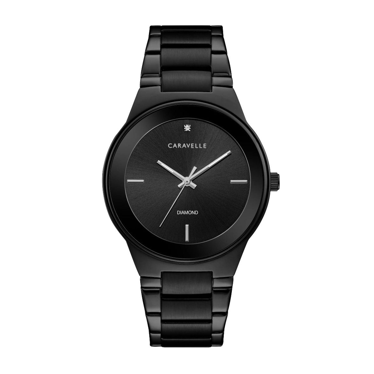 Caravelle Men's Modern Black Stainless Steel Watch with Black Dial