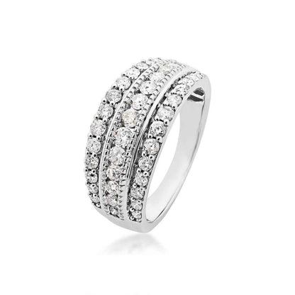 1/2 ct. tw. Multi-Row Diamond Band in 10K White Gold front view