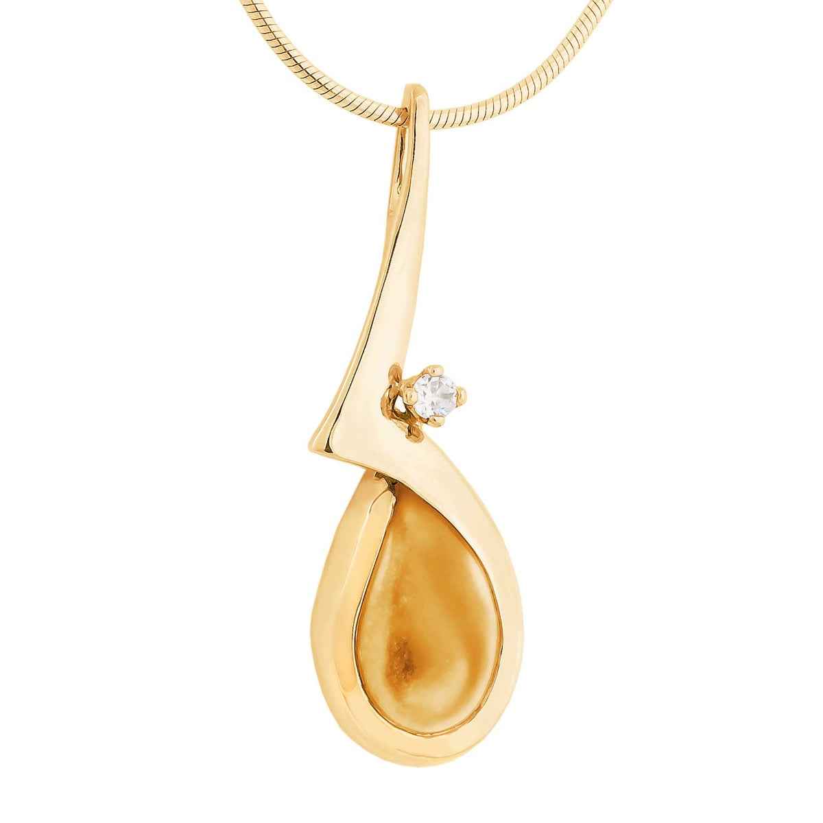 Ladies' Elk Ivory Necklace with CZ Accent in 14K Yellow Gold with CZ - I420227CZ Andes