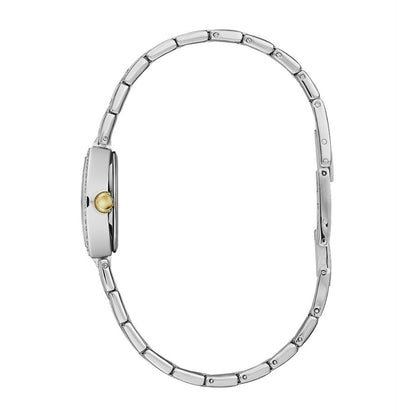 Caravelle Ladies' Dress Two-Tone Stainless Steel Watch with Mother of Pearl Dial front view