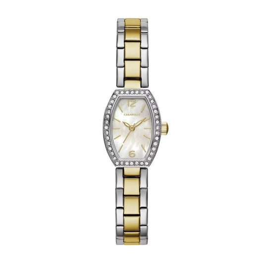 Caravelle Ladies' Dress Two-Tone Stainless Steel Watch with Mother of Pearl Dial