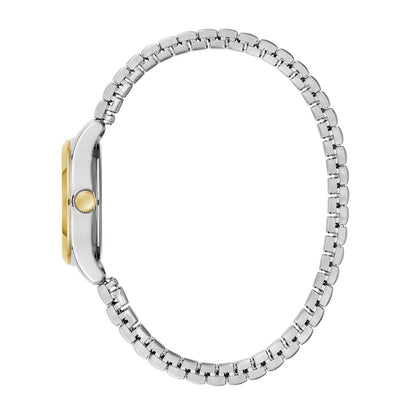 Caravelle Ladies' Traditional Two-Tone Stainless Steel Watch with Black Dial front view