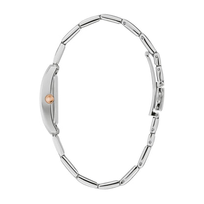 Caravelle Ladies' Dress Two-Tone White & Pink Stainless Steel Watch with White Dial front view