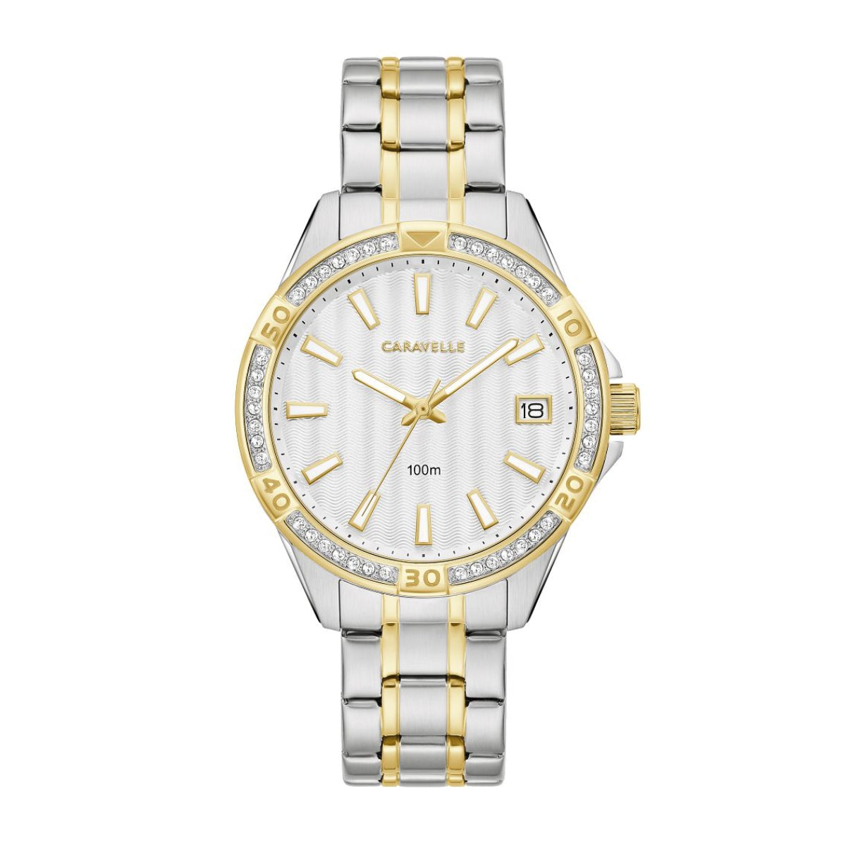Caravelle Ladies' Aqualuxx Two-Tone Stainless Steel Watch with Silver Dial