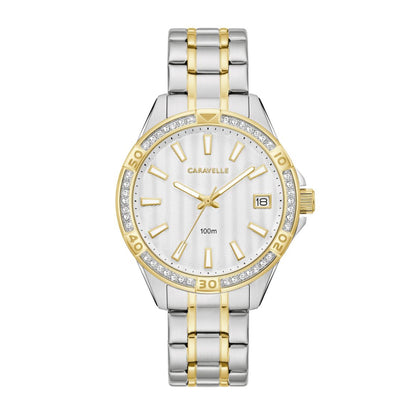 Caravelle Ladies' Aqualuxx Two-Tone Stainless Steel Watch with Silver Dial