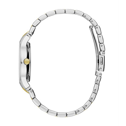 Caravelle Ladies' Modern Two-Tone Stainless Steel Watch with Silver Dial front view