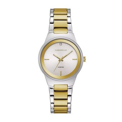 Caravelle Ladies' Modern Two-Tone Stainless Steel Watch with Silver Dial