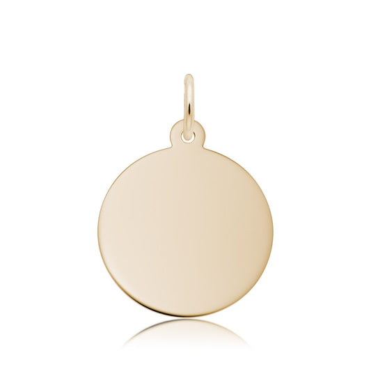 Small Round Disc Charm in in 14K Yellow Gold