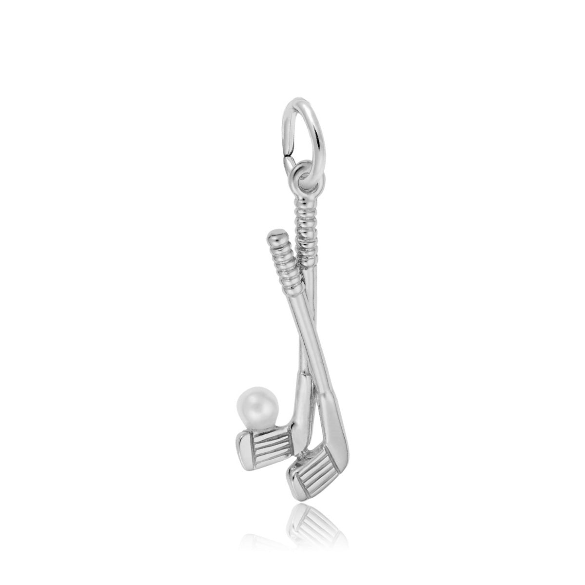 Golf Clubs Charm with Pearl in Sterling Silver