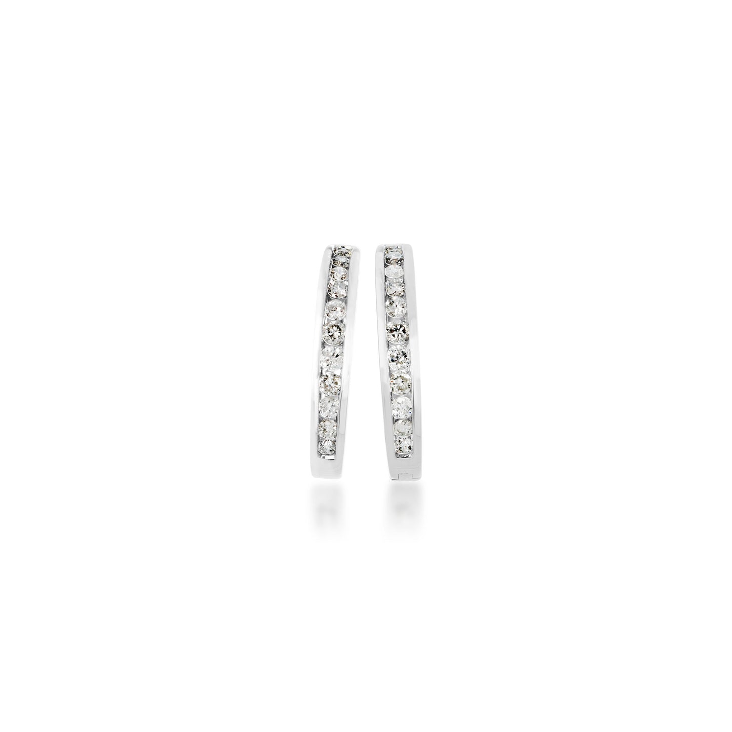 1/2 ct. tw. Round Channel Set Diamond Hoop Earrings in 10K White Gold front view