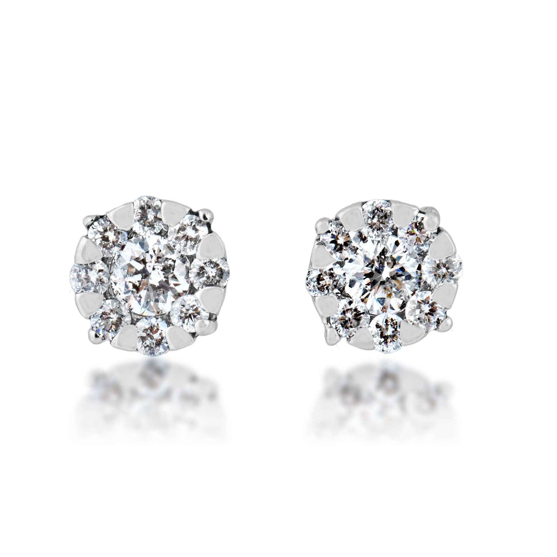 Fairytale Diamonds 1/4 ct. tw. Diamond Cluster Post Earrings in 10K White Gold