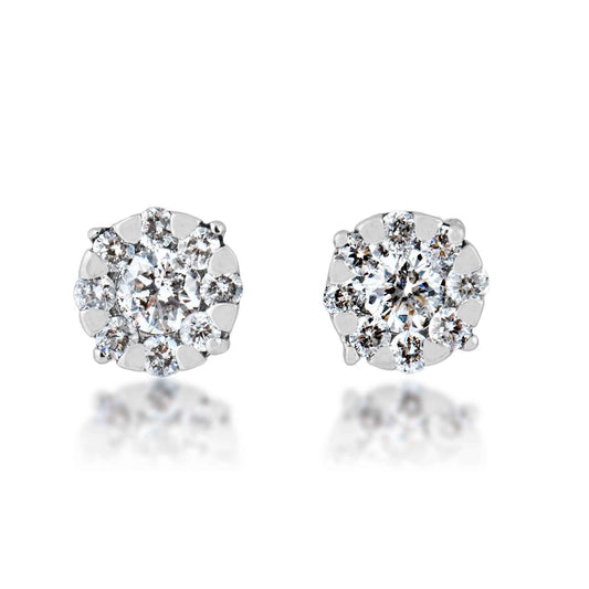 Fairytale Diamonds 1/4 ct. tw. Diamond Cluster Post Earrings in 10K White Gold