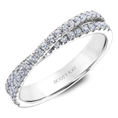 Scott Kay 1/2 ct. tw. Diamond Wedding Band with Crossover Design in 14K White Gold