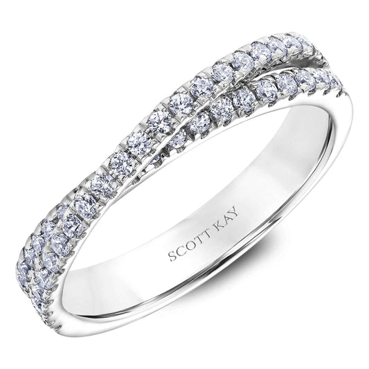 Scott Kay 1/2 ct. tw. Diamond Wedding Band with Crossover Design in 14K White Gold