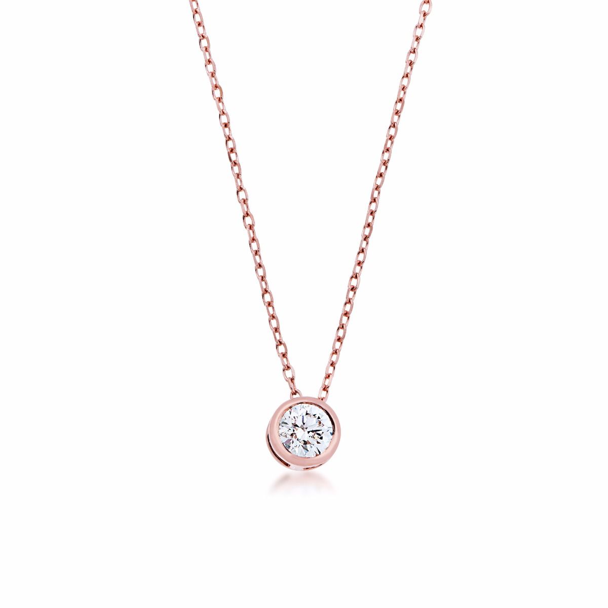 1/6 ct. tw. Round Sliding Bezel Set Diamond Pendant in 10K Pink Gold