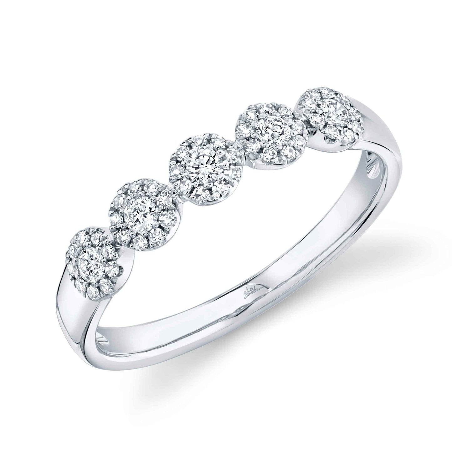 Shy Creation 1/4 ct. tw. Round Diamond Halo Fashion Band in 14K White Gold front view